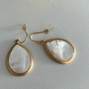 Elegant Gold and White Teardrop Earrings